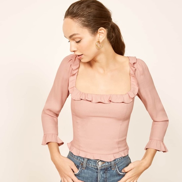 Reformation Tops - NWT Reformation Barb Ruffle Top in Blush Pink